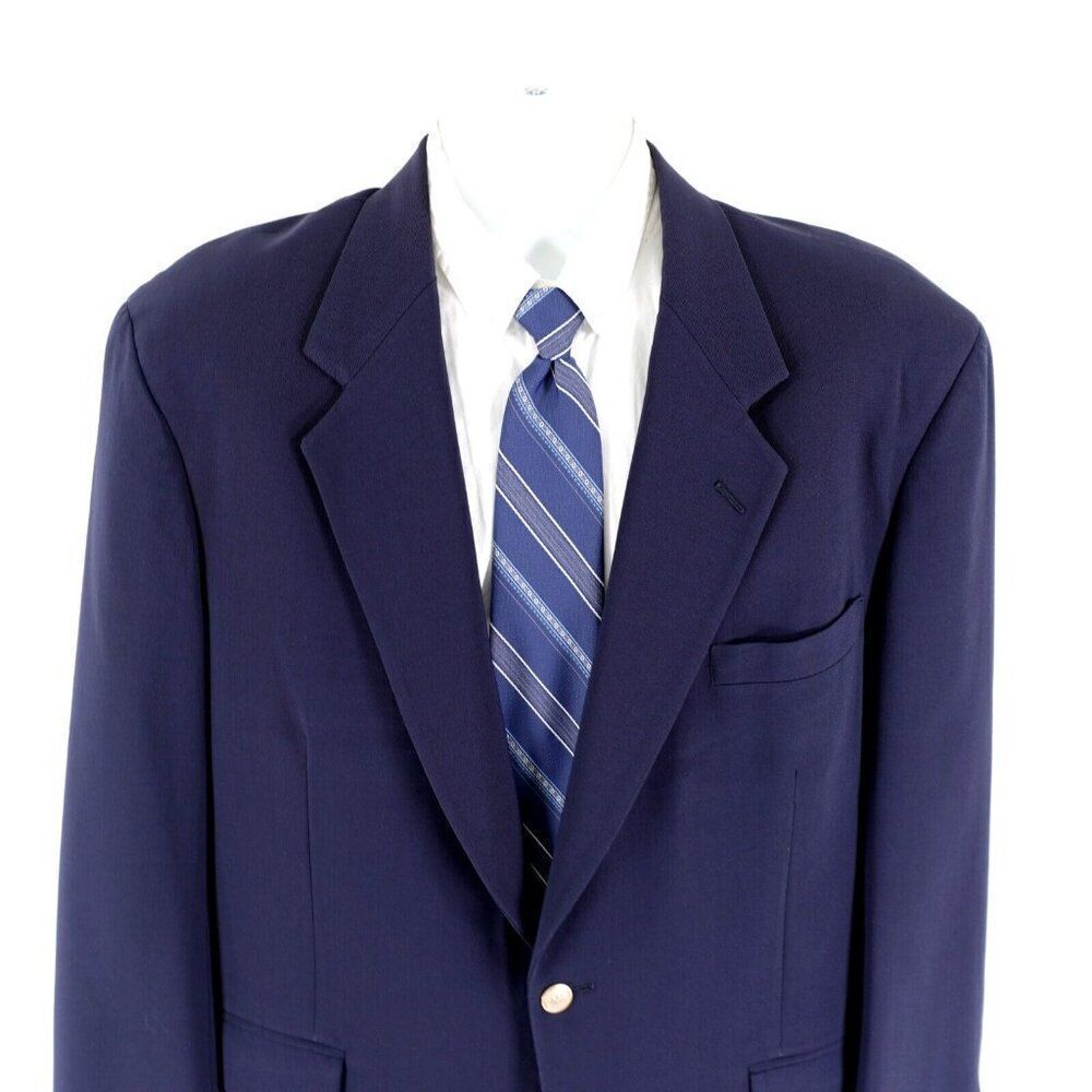 Stafford Worsted Wool 2 Gold Button Blazer 44R Vintage Tailored In‎ USA